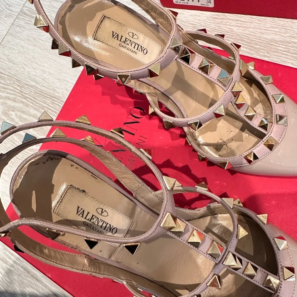 Valentino Garavani Nude Rockstud Leather Caged Pump Size 36.5 - Picture 8 of 9